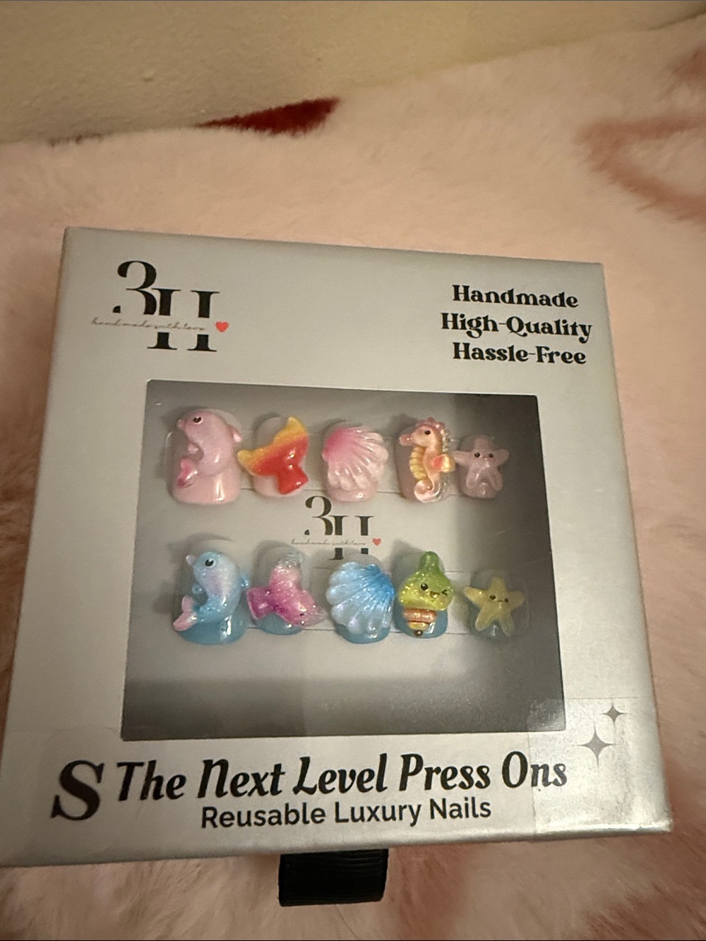 3HI The Next Level Press Ons Reusable Luxury Nails - Pastel Sea Creatures